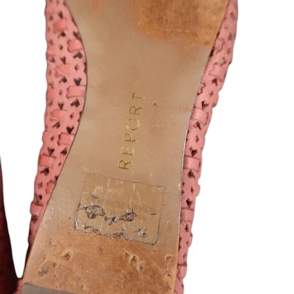 Report Shoes Womens 7 Flats Slip On Woven Peep Toe Ruffle Embellished Fashion - Picture 14 of 16